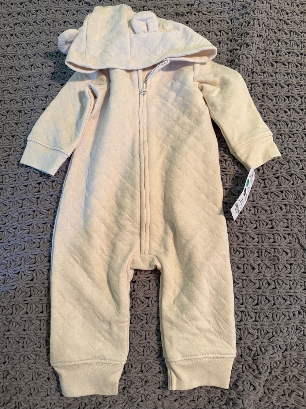 Carter's Cream Quilted Hooded One-Piece with Ears